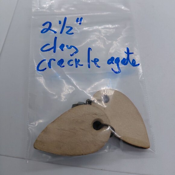 Light teal artistic ceramic earrings bronze tone leverbacks - Picture 3 of 3